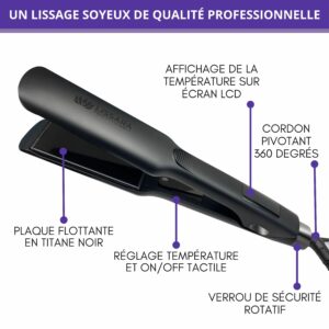 Fer à Lisser Professionnel Lissara - Wide Evolv Black Titanium - Plaques Extra Large - 250°C – Spécial lissage brésilien [NOIR] – visuel 2