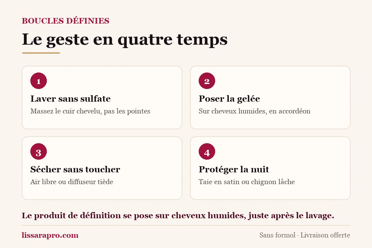 Infographie Lissara : les quatre étapes pour définir des boucles sans les lisser.